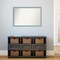 Amanti Art Non-Beveled Wood Wall Mirror, Sky Blue Rustic Frame
